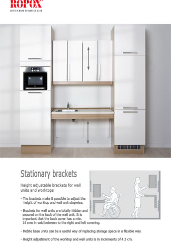 Data leaflet Brackets for upper cabinets and worktops