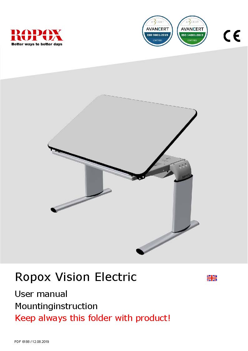 Ropox user & mounting manual - Vision Table electric