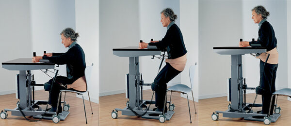 get up table stand and sit / Get-Up stå/støttebord with user